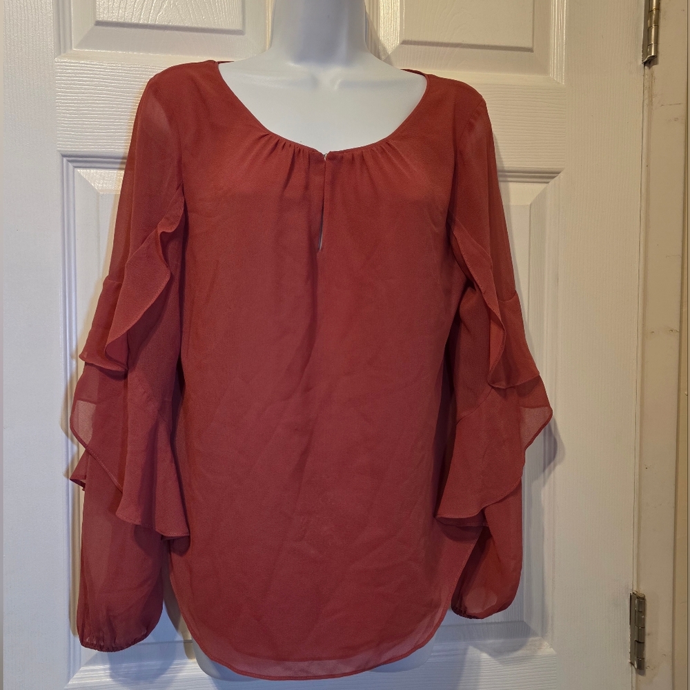 White House Black Market Layered Sleeve Blouse - Dusty Rose